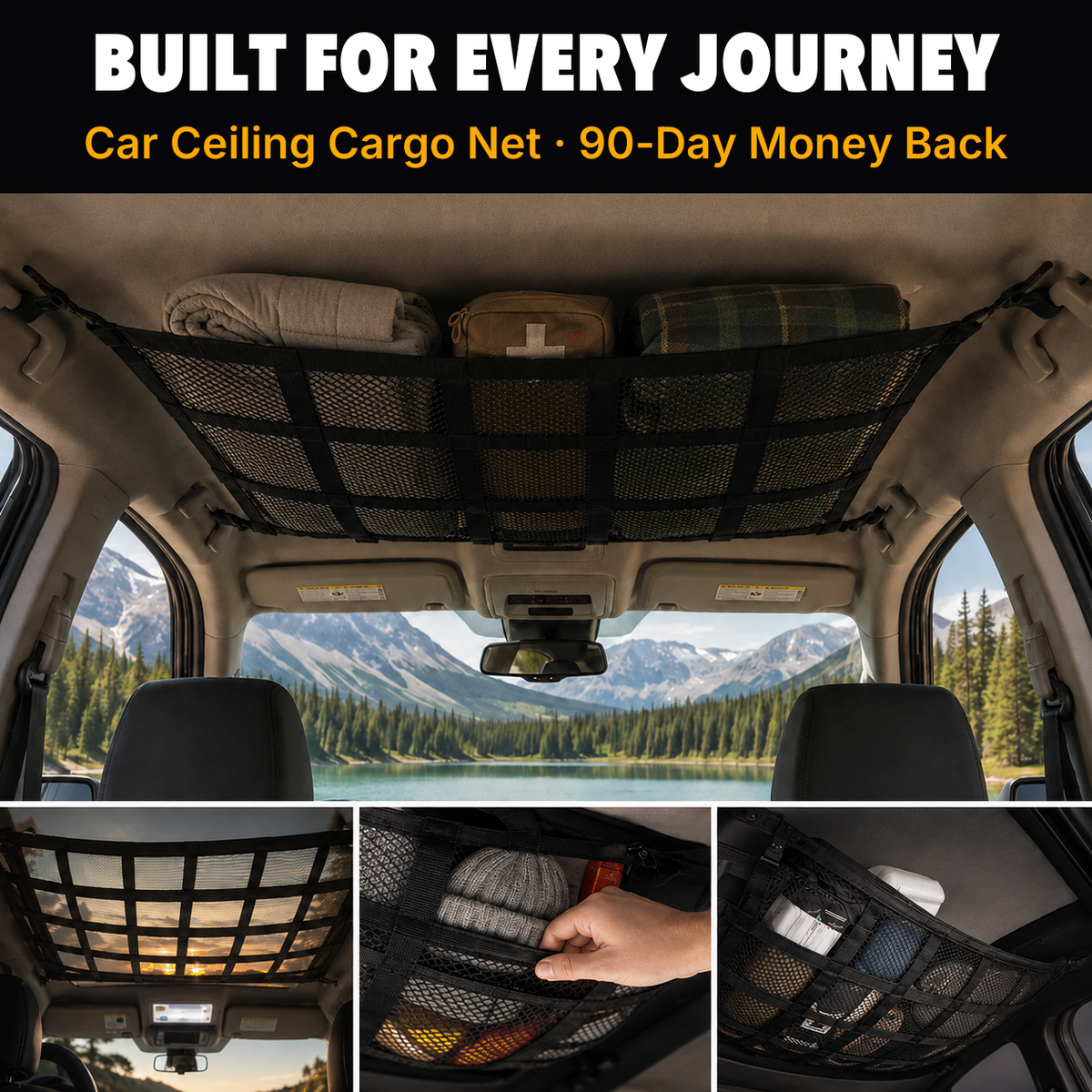 Haulm car ceiling cargo net